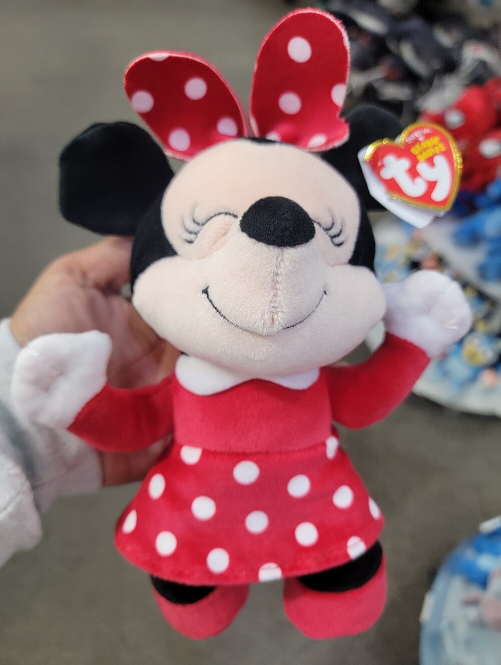 Ty Minnie Mouse Red & White Polka Dot Beanie Plush
